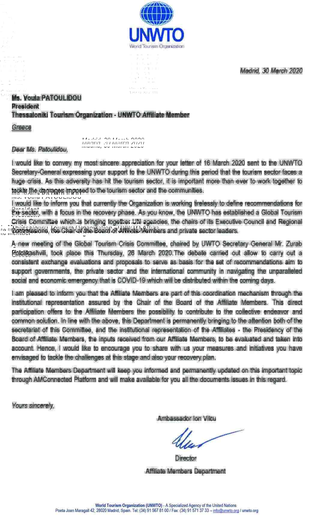 Letter Director AMD President Thessaloniki TO